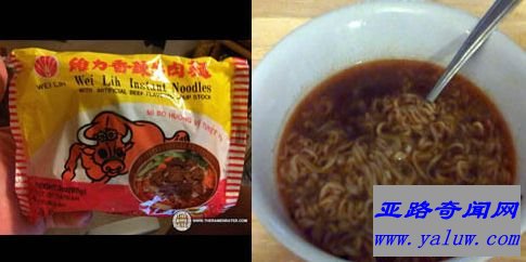 第10名是中国台湾地区的“维力香辣牛肉面”
