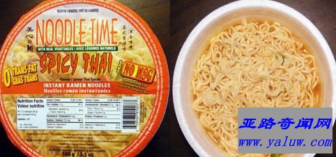 第6名是加拿大的“Noodle Time辣味泰式拉面”